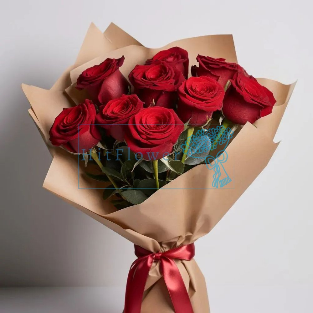 Букет роз 9 красных роз